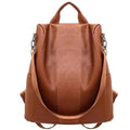 Vintage Leather Anti-Theft Backpack for Women & School Travel