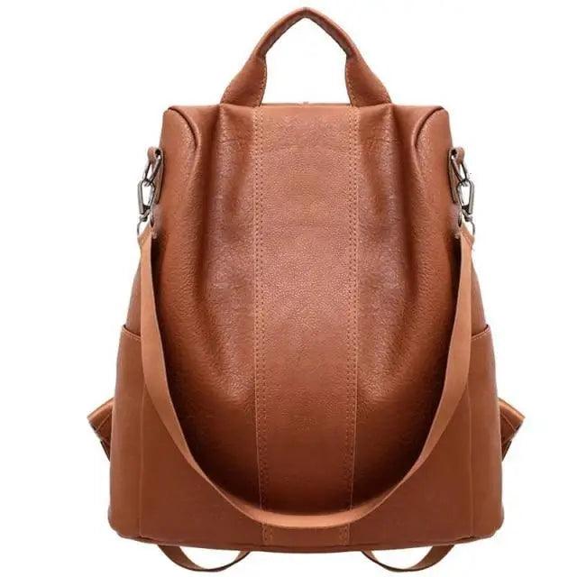 Vintage Leather Anti-Theft Backpack for Women & School Travel