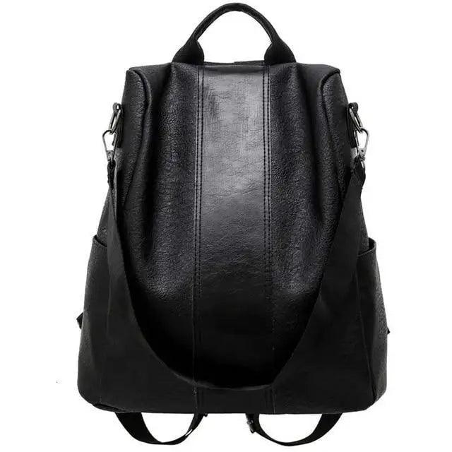 Vintage Leather Anti-Theft Backpack for Women & School Travel