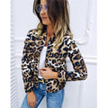Women's Long Sleeve Leopard Print Zip Cardigan Jacket