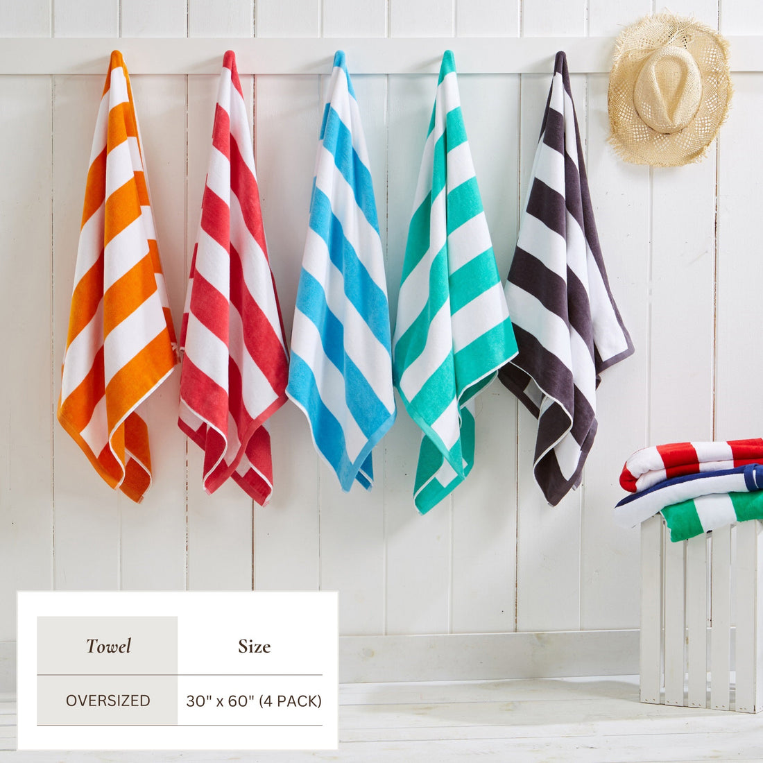 Cotton Velour Cabana Stripe Beach Towel - Novia Collection