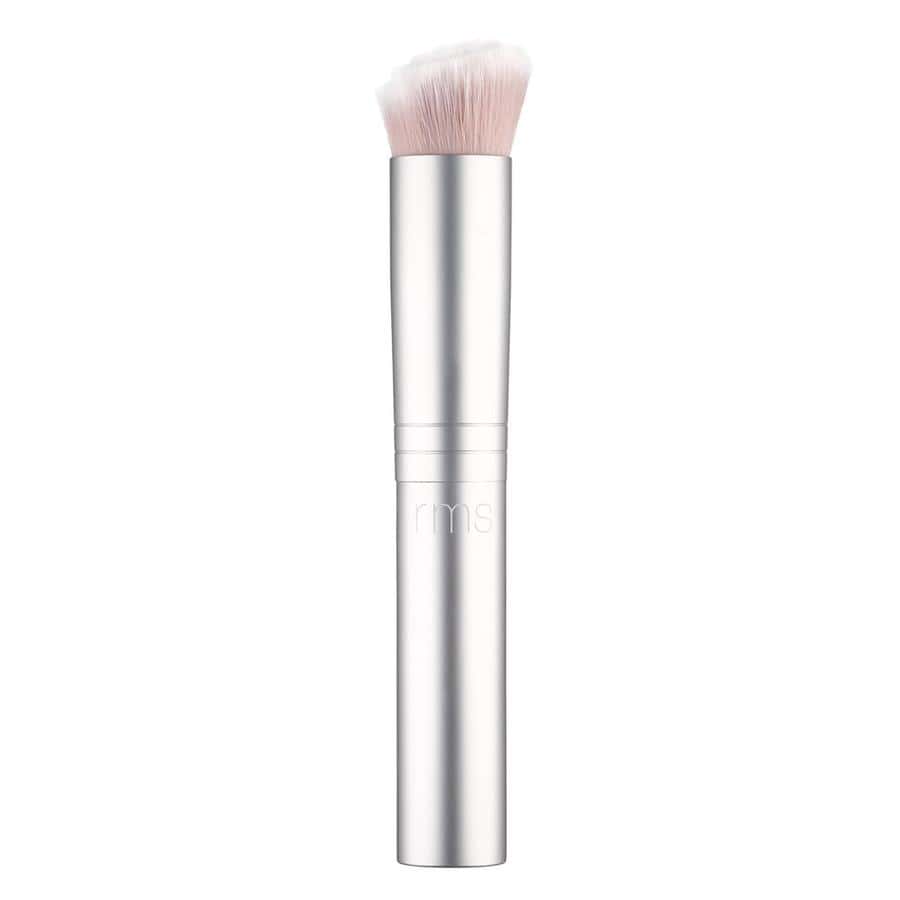 RMS Skin2Skin foundation brush with metallic silver handle and white synthetic bristles.