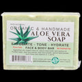 Handmade organic pale sage green aloe vera soap bar for face and body skincare