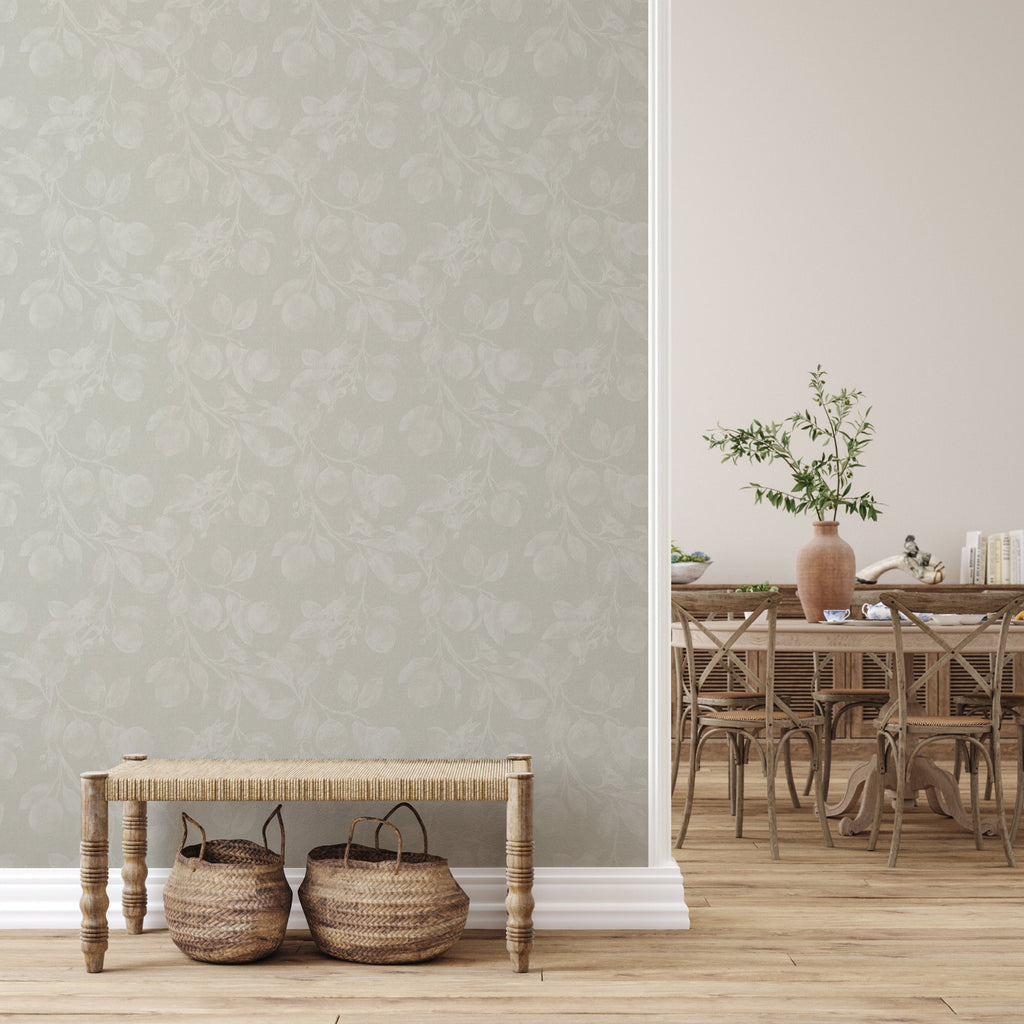 Monica's Orchard Botanical Floral Wallpaper in Dark Brown Espresso