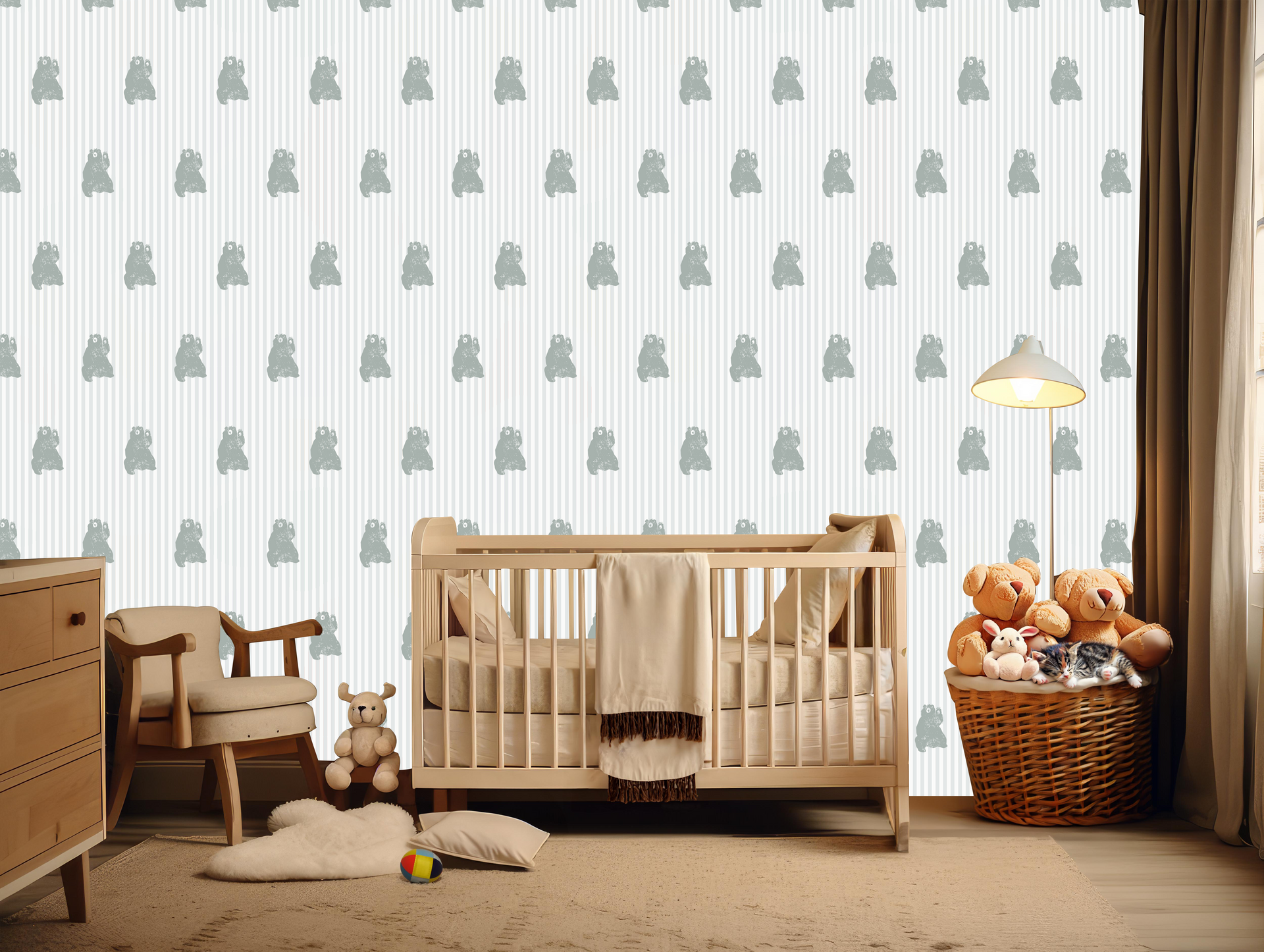 Theodore Whimsical Animal Print Wallpaper in White and Brown