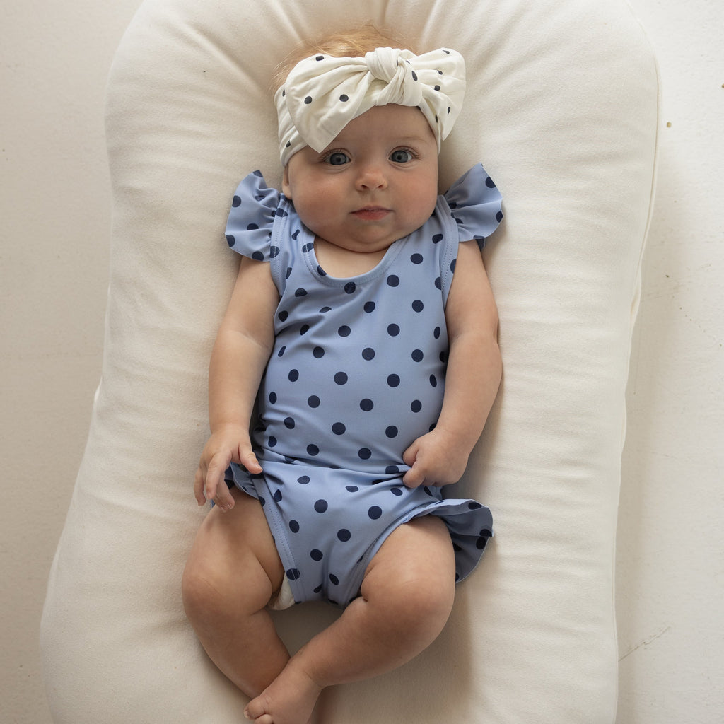 Girl's Polka Dot One-Piece Swimsuit with Ruffle Detail