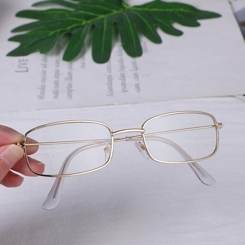 Slender Metal Frame Square Sunglasses Vintage Rectangle Shades