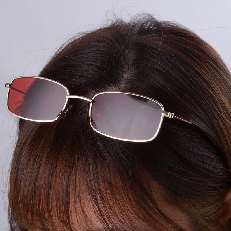 Slender Metal Frame Square Sunglasses Vintage Rectangle Shades