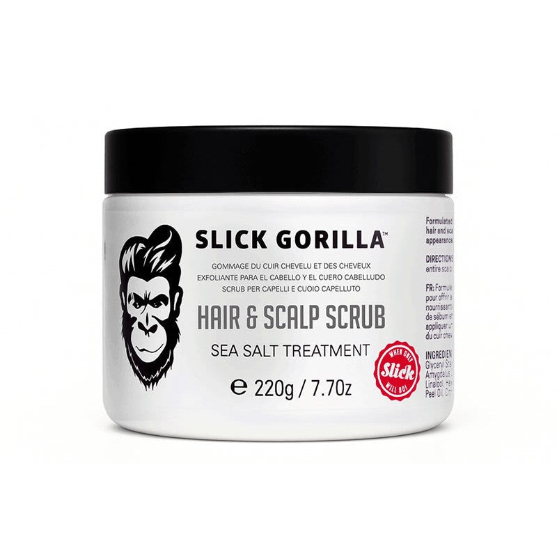7.7oz tub of Slick Gorilla Scalp Scrub for deep hair and scalp cleansing