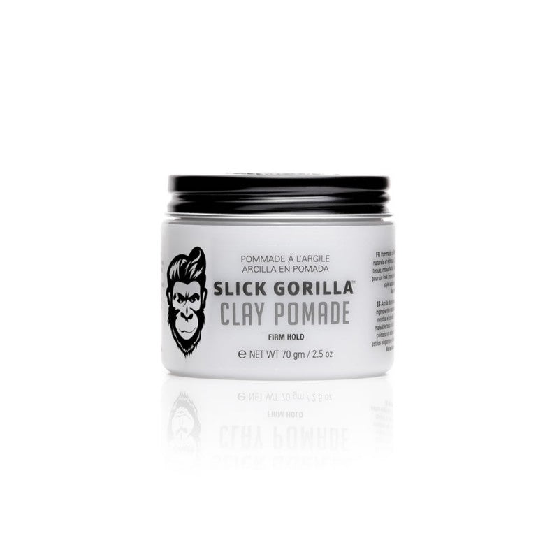 Black and white container of Slick Gorilla Clay Pomade 2.5oz styling product