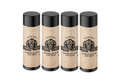 Four sticks of Johnny Slicks organic lip balm lined up on a white background