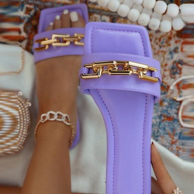 Women's Rhinestone Flat Sandals Open Toe Glitter Slide Slippers
