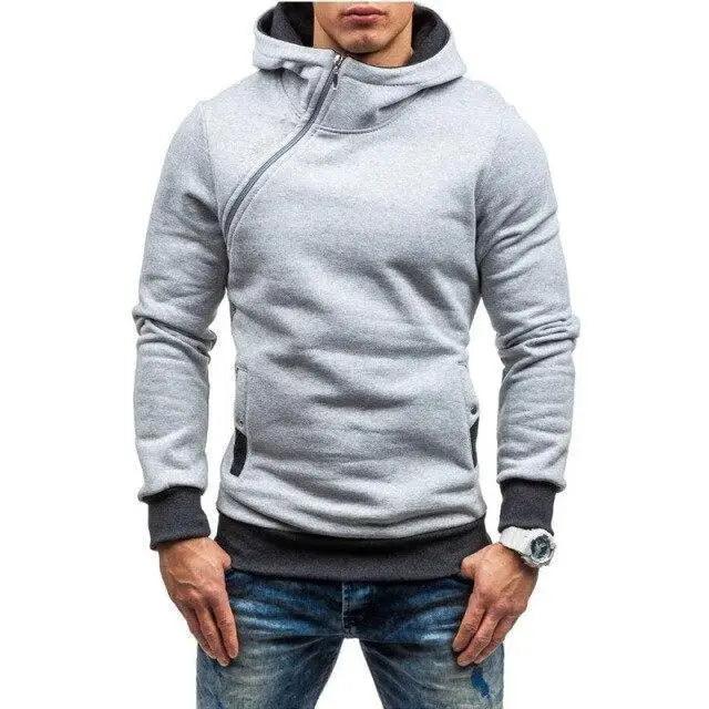 Men's Slim Fit Hooded Hip Hop Jacket with Diagonal Detail