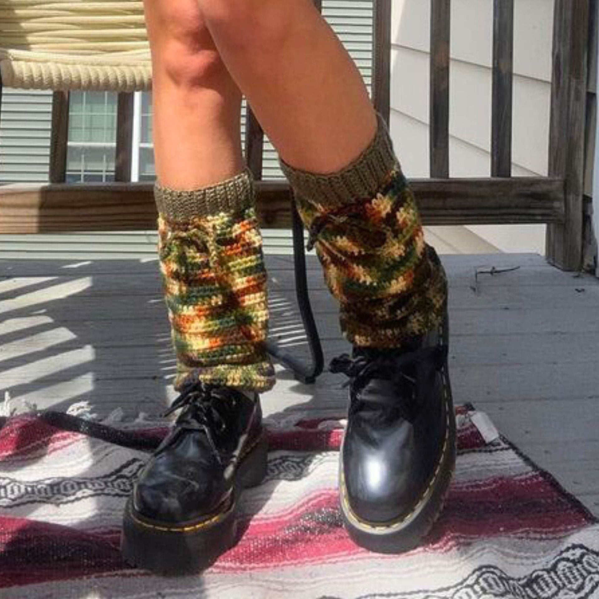 Slouchy Crochet Leg Warmers - Bohemian Grunge Knit Accessory