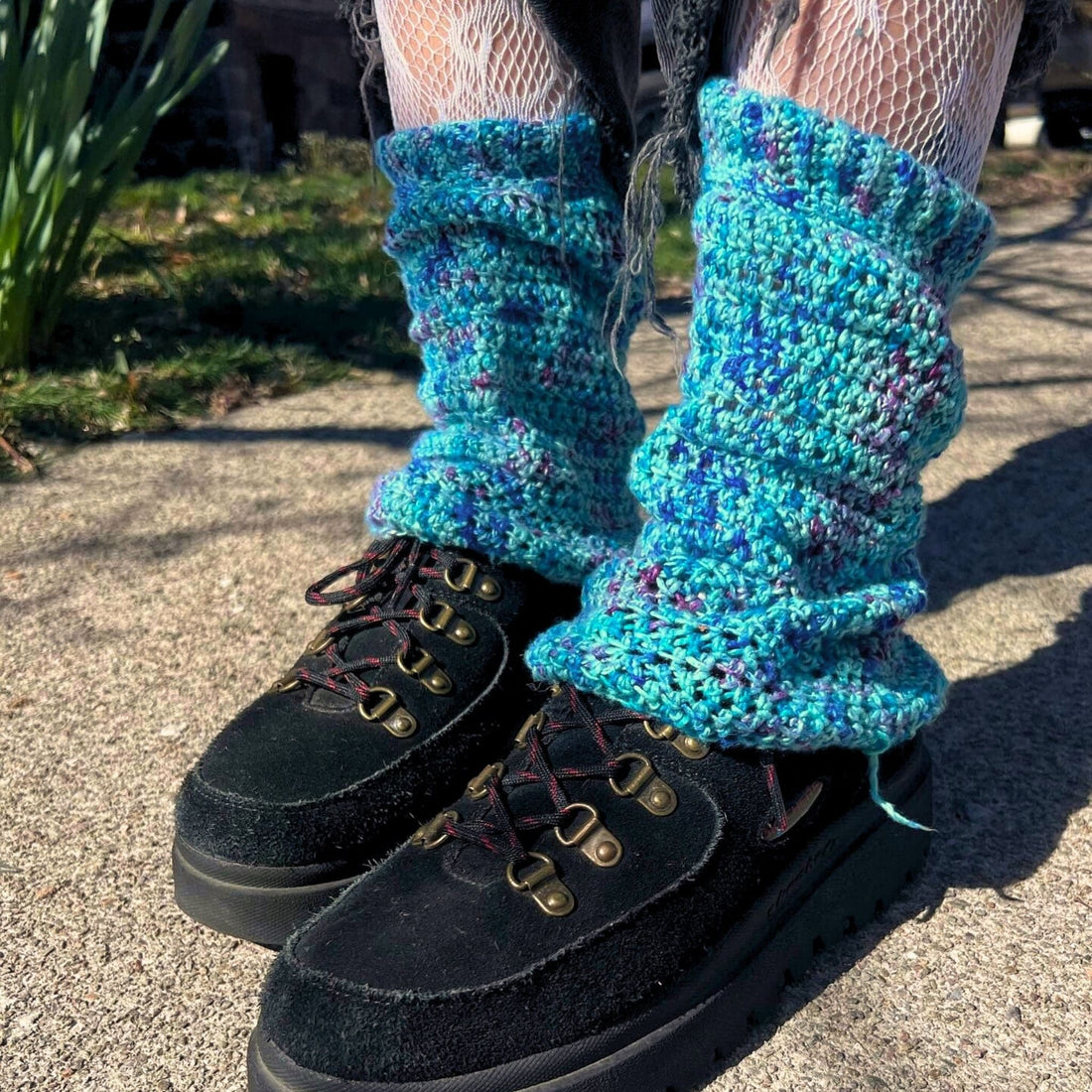 Slouchy Crochet Leg Warmers - Bohemian Grunge Knit Accessory
