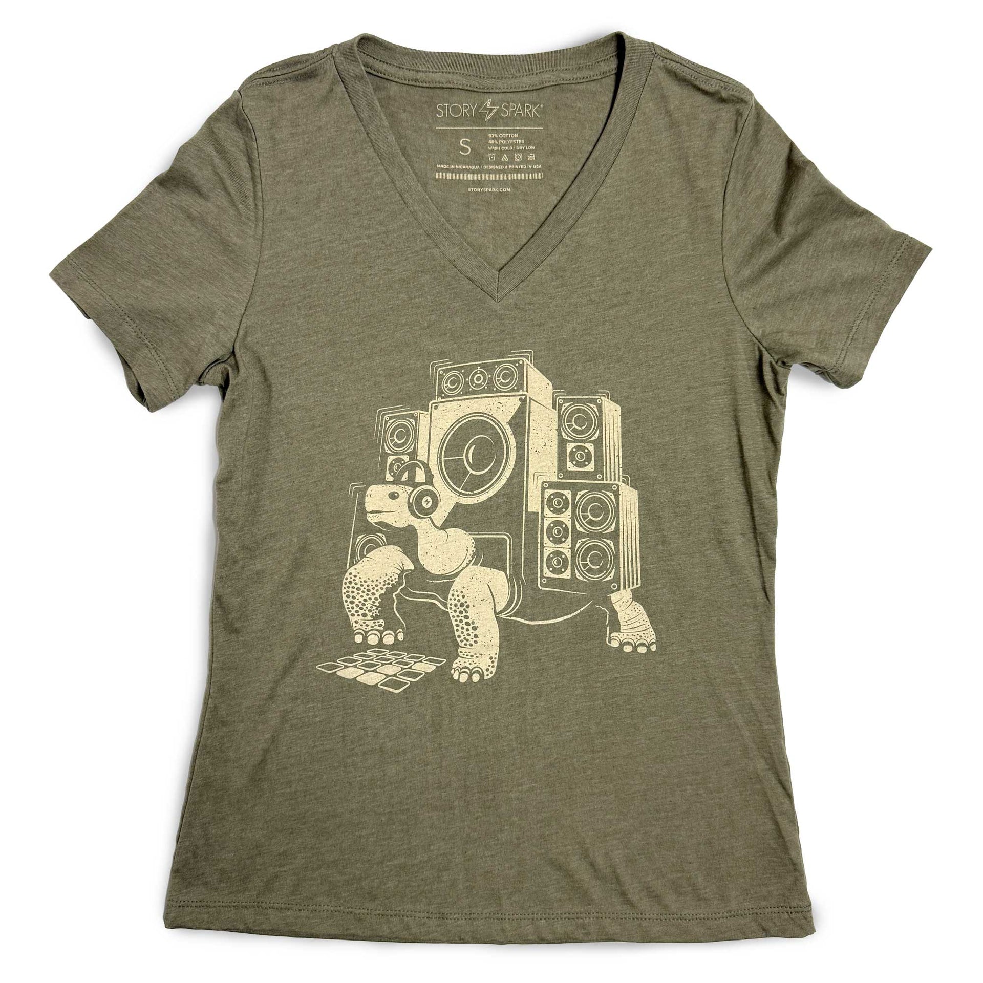 Women's V-Neck Graphic Tee Heather Olive