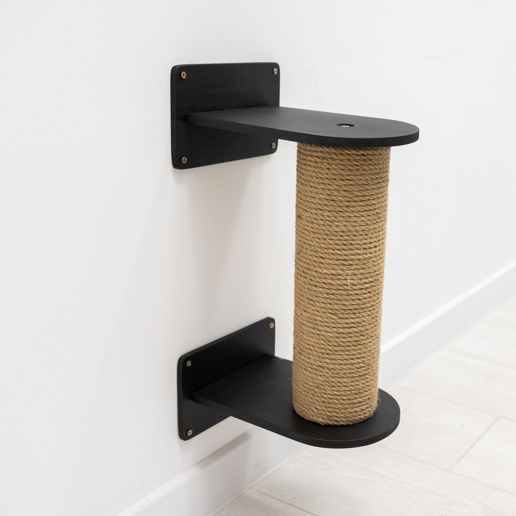 Compact Black Cat Tree - Stylish Scratching Post & Climbing Tower