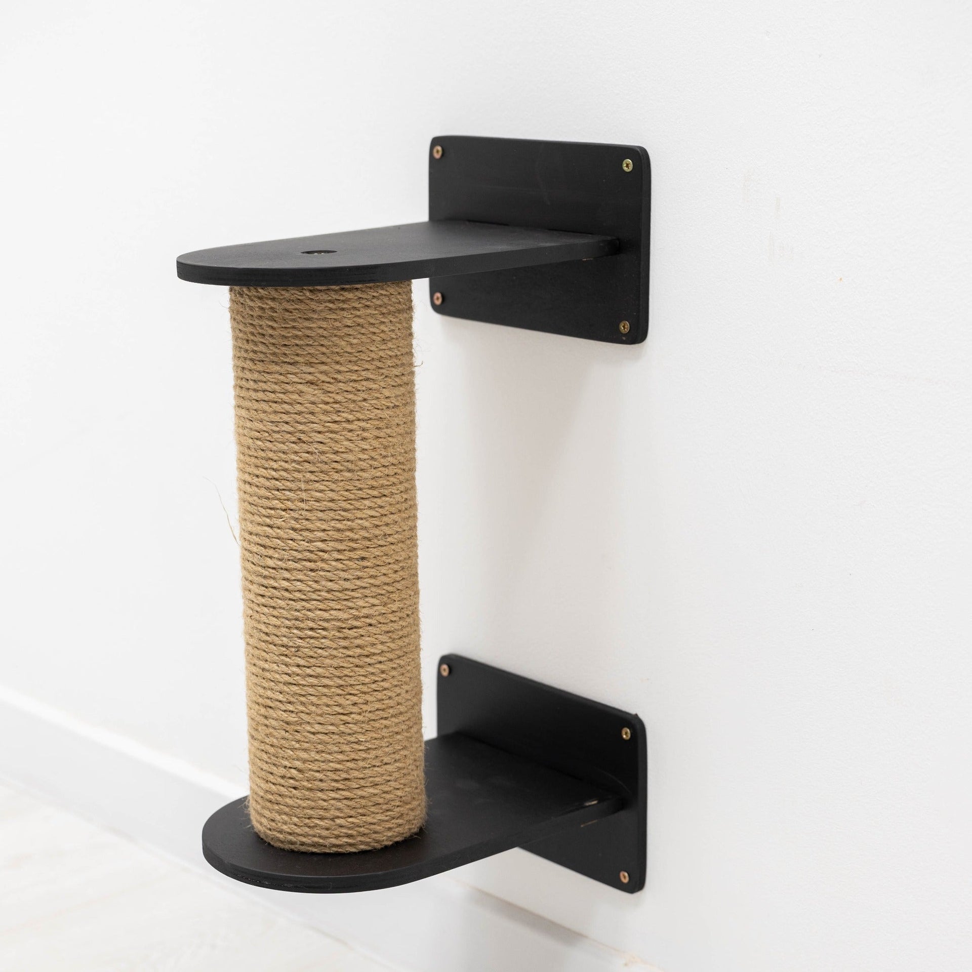 Compact Black Cat Tree - Stylish Scratching Post & Climbing Tower