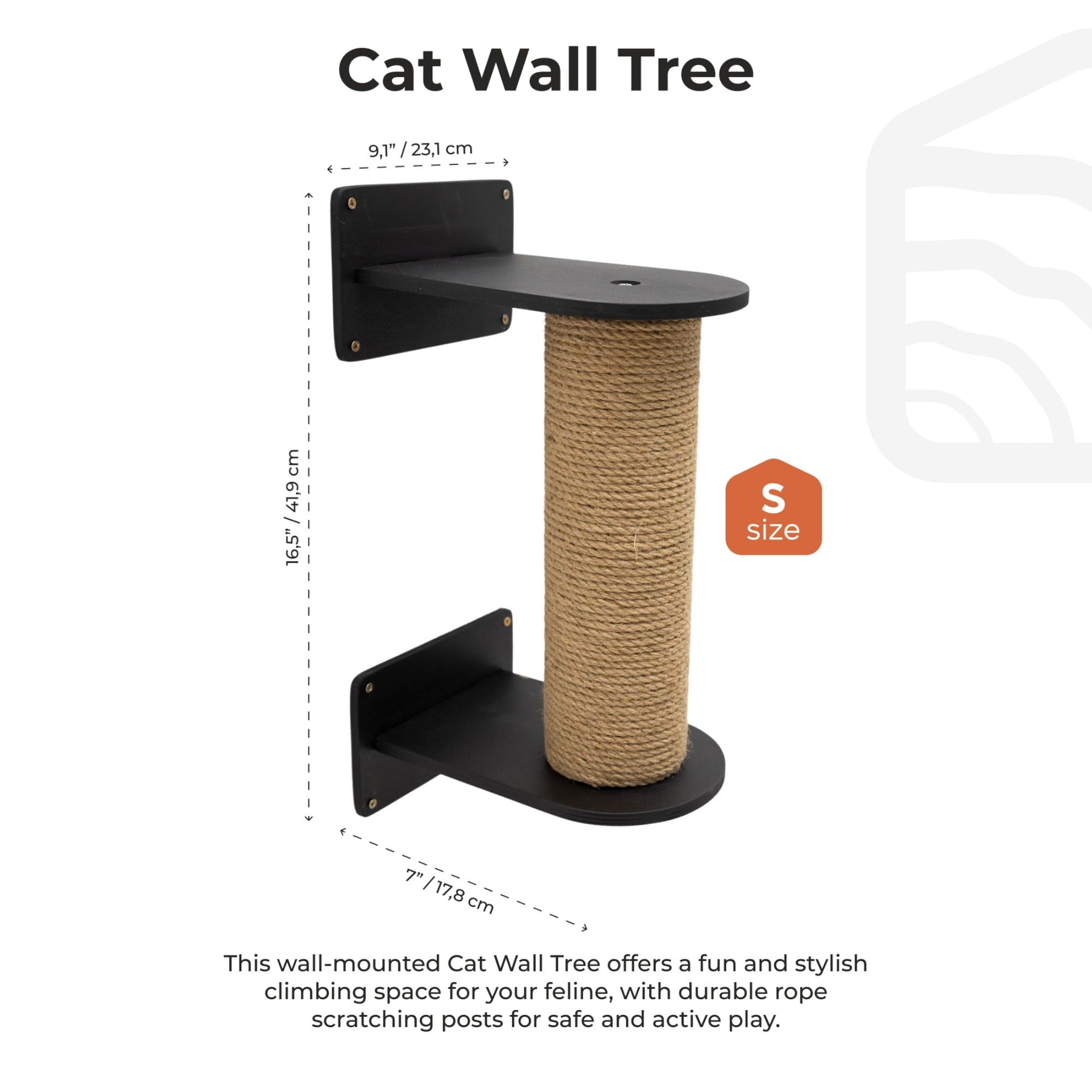 Compact Black Cat Tree - Stylish Scratching Post & Climbing Tower