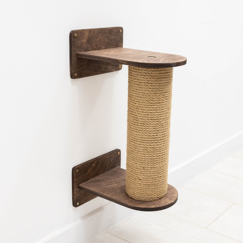 Small Cat Tree in Dark Walnut with Sisal Scratching Post