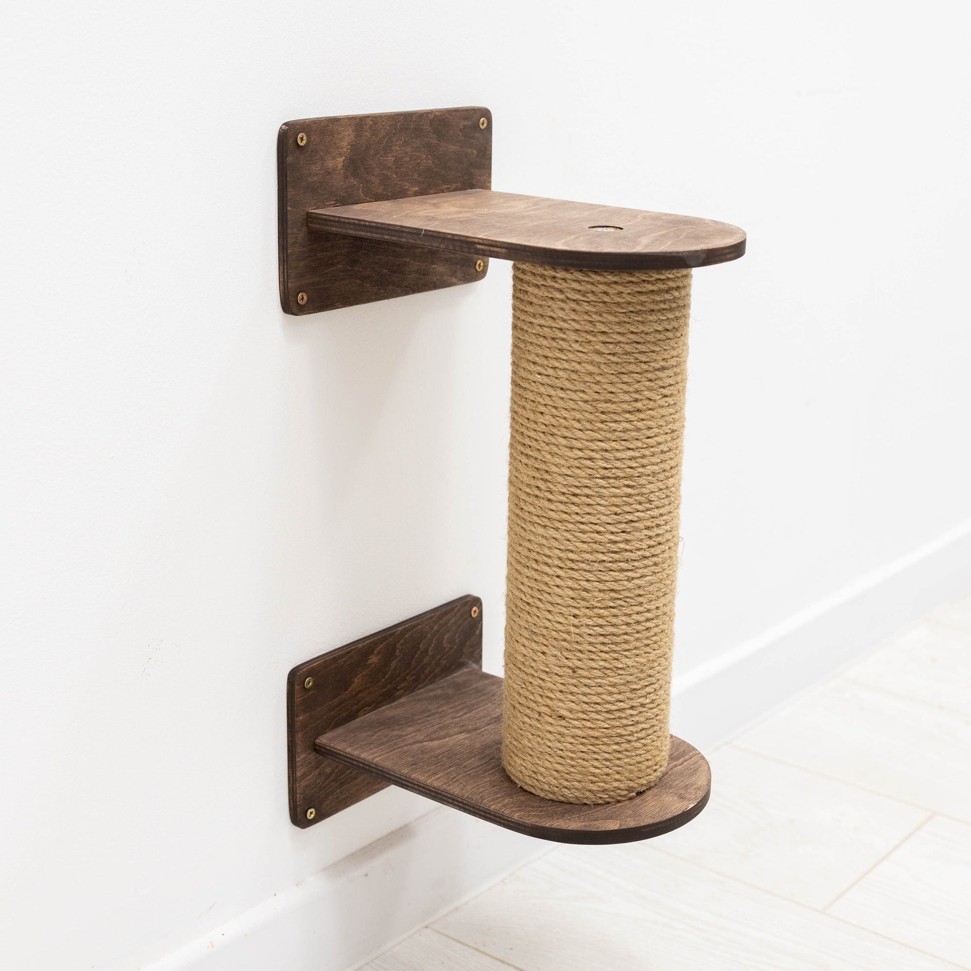 Small Cat Tree in Dark Walnut with Sisal Scratching Post