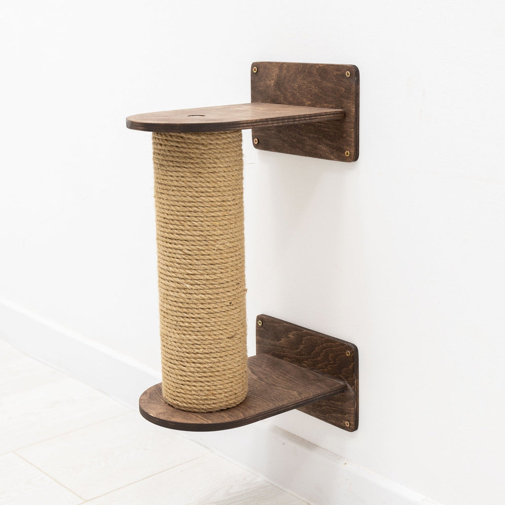 Small Cat Tree in Dark Walnut with Sisal Scratching Post