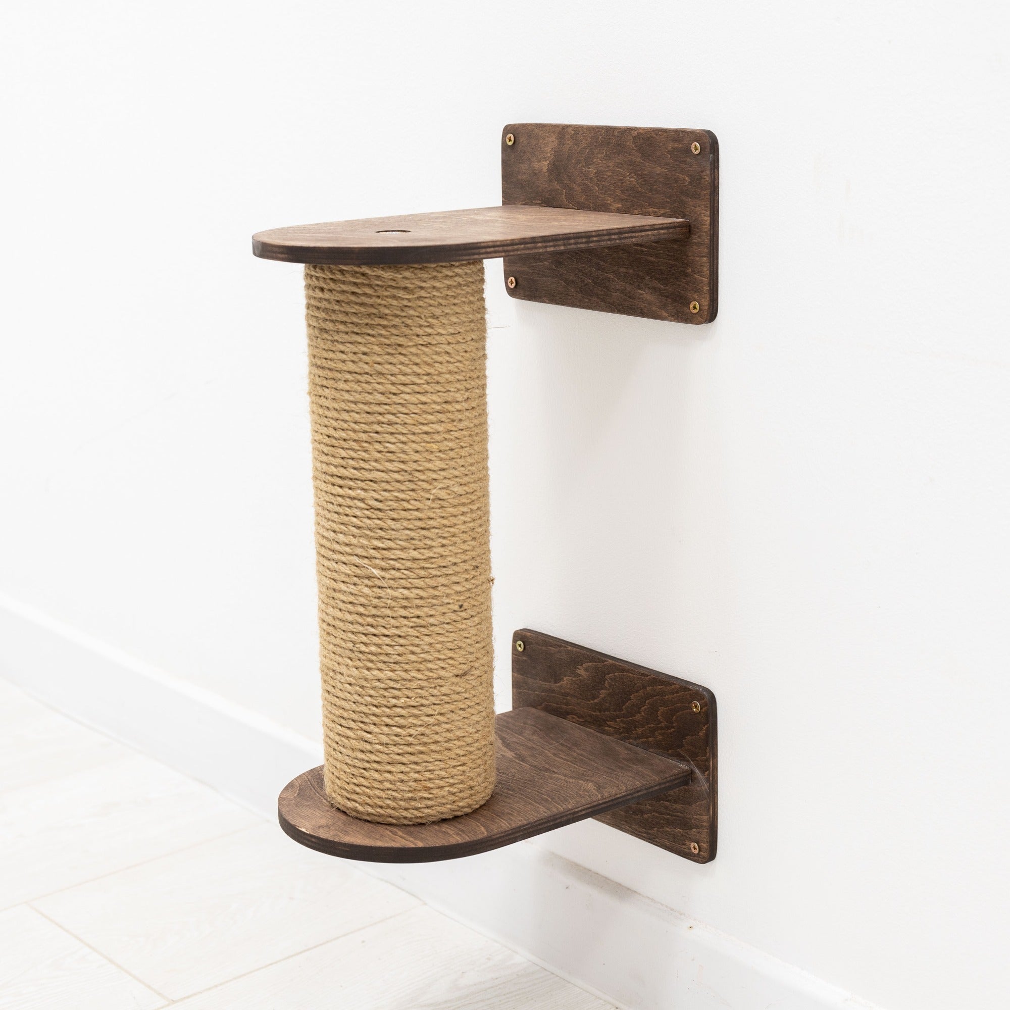 Small Cat Tree in Dark Walnut with Sisal Scratching Post