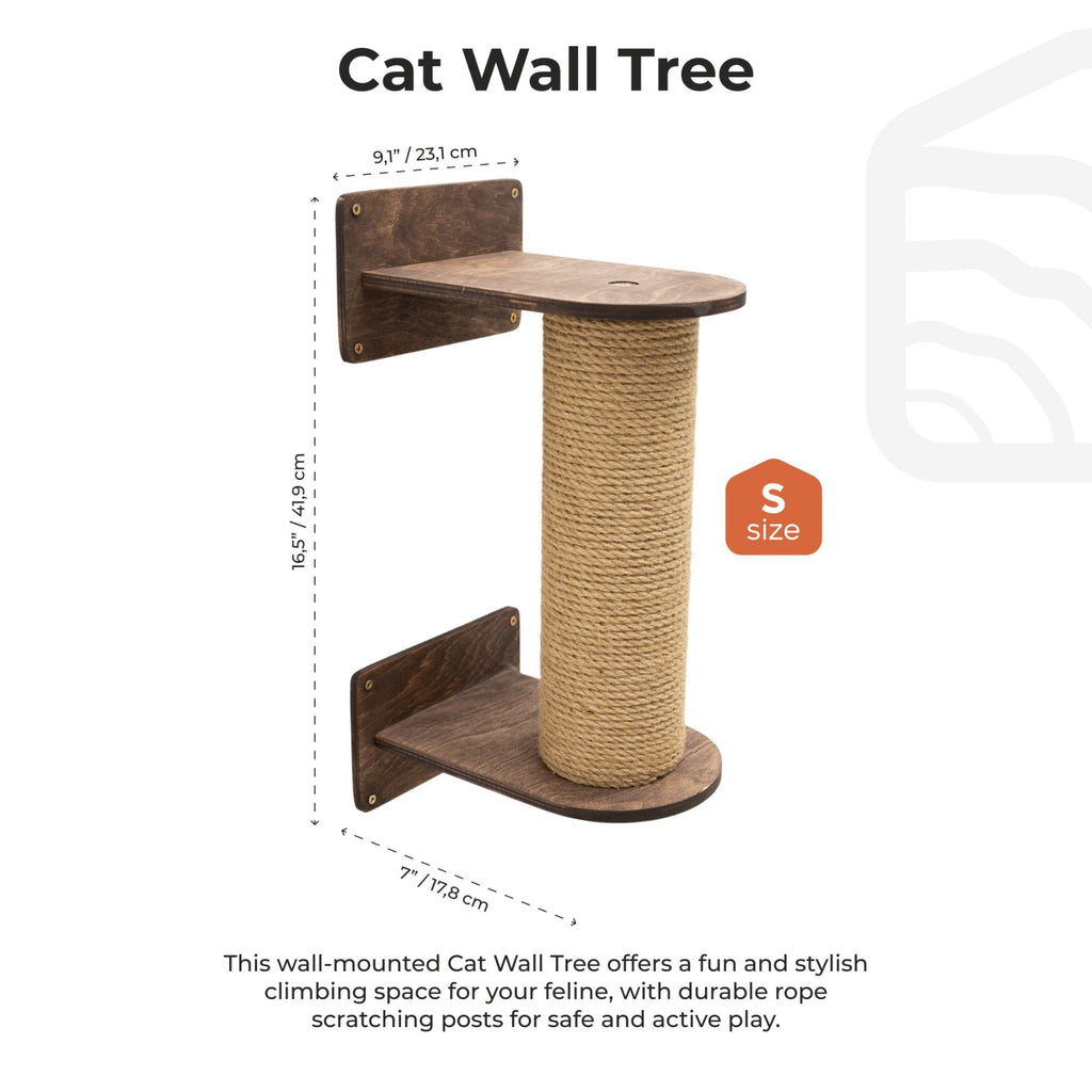 Small Cat Tree in Dark Walnut with Sisal Scratching Post
