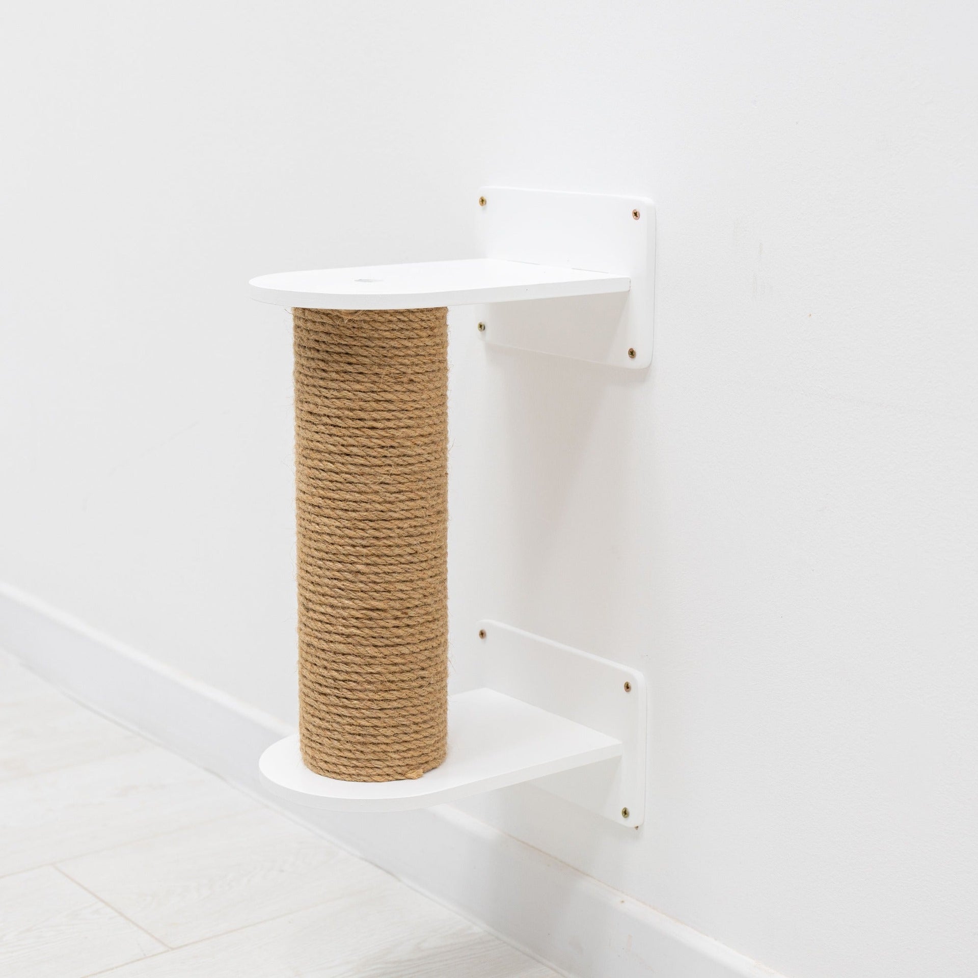 Small White Cat Tree - Modern Compact Climbing Tower for Cats