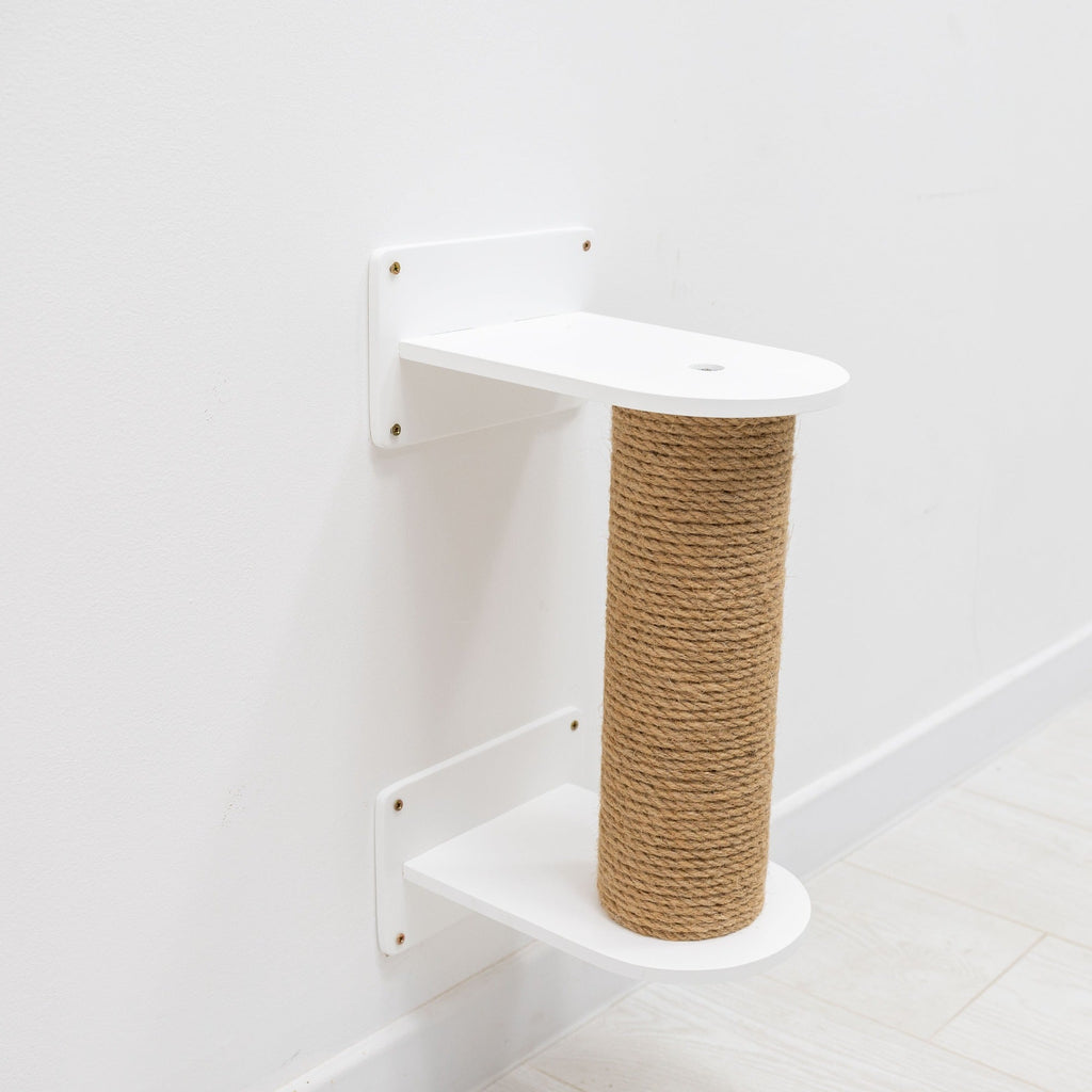 Small White Cat Tree - Modern Compact Climbing Tower for Cats