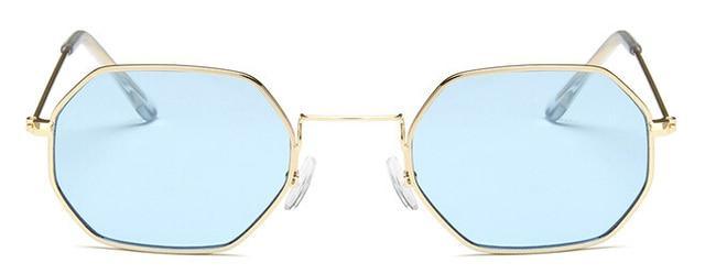 Polarized Small Square Sunglasses Retro Metal Polygon Frames