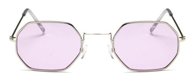 Polarized Small Square Sunglasses Retro Metal Polygon Frames