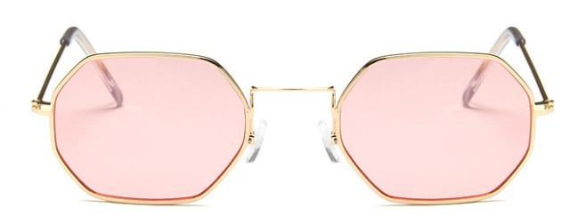 Polarized Small Square Sunglasses Retro Metal Polygon Frames