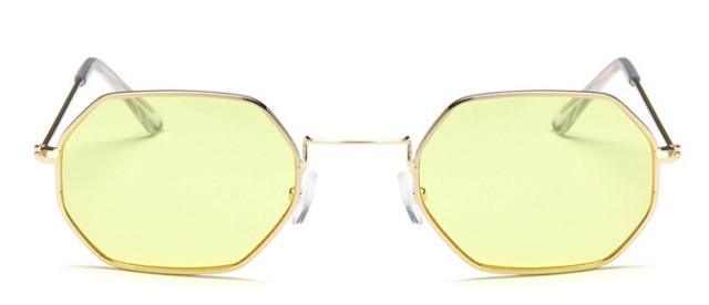 Polarized Small Square Sunglasses Retro Metal Polygon Frames