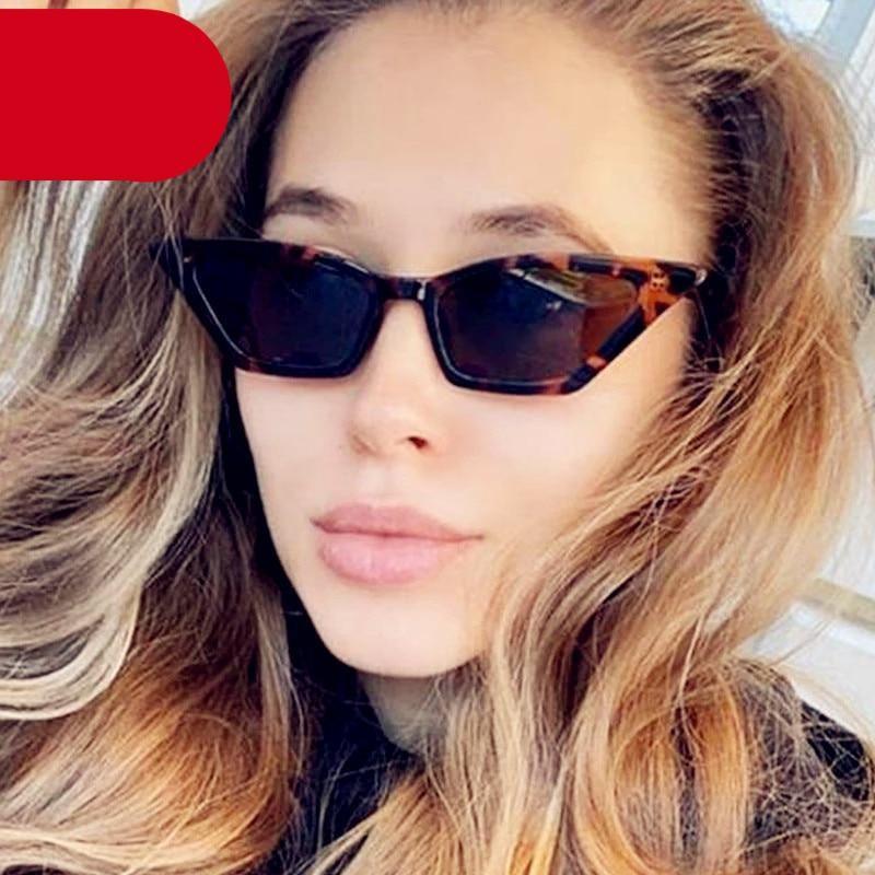 Vintage-inspired small leopard print cateye sunglasses with anti-glare lenses