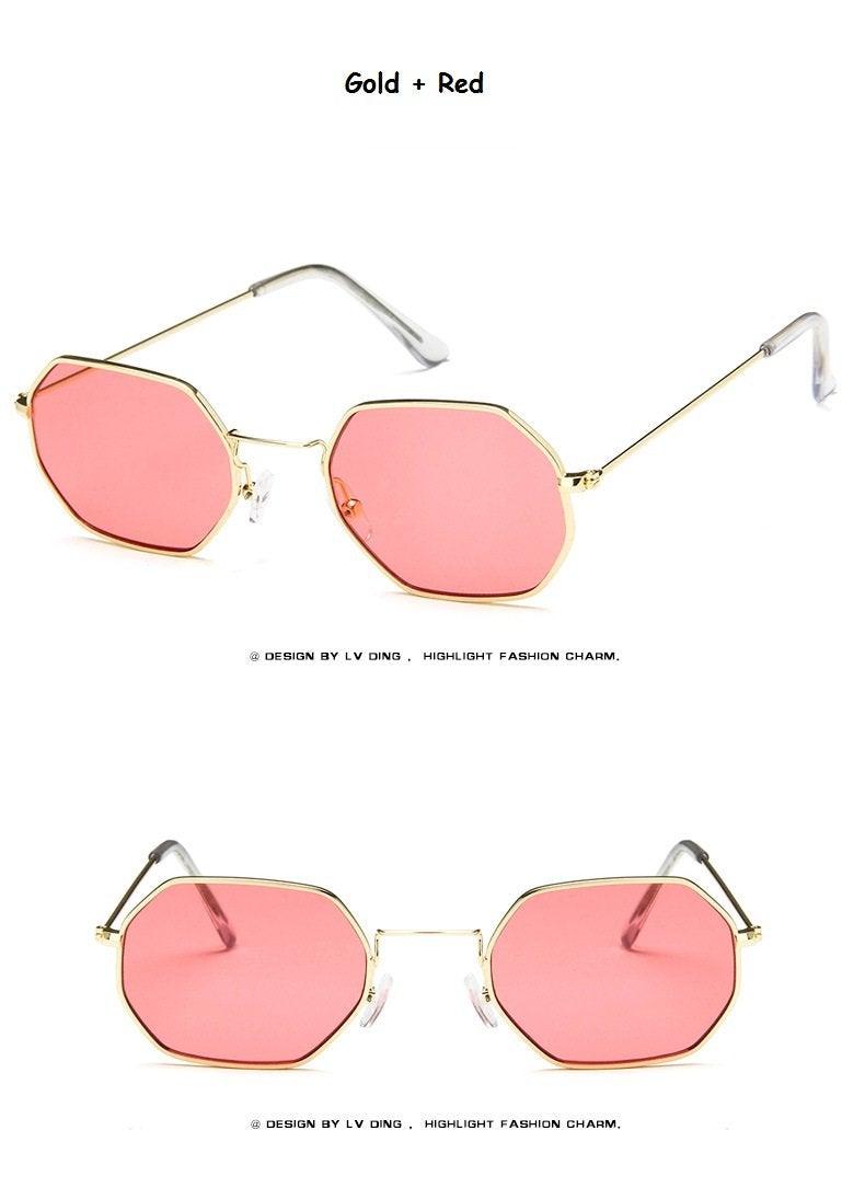 Classic Retro Small Polygon Sunglasses Delicate Metal Frame Shades