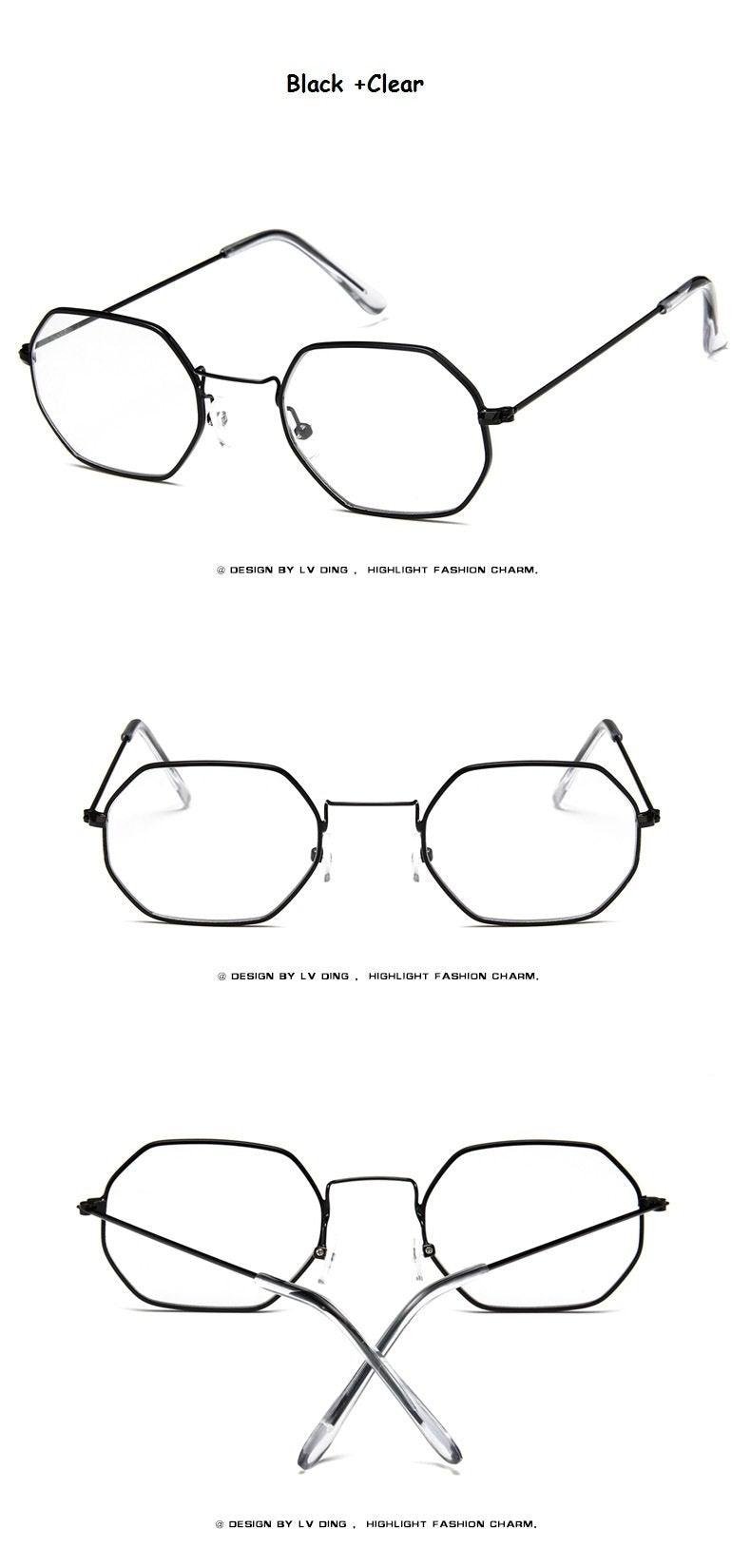 Classic Retro Small Polygon Sunglasses Delicate Metal Frame Shades