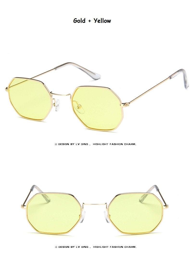 Classic Retro Small Polygon Sunglasses Delicate Metal Frame Shades