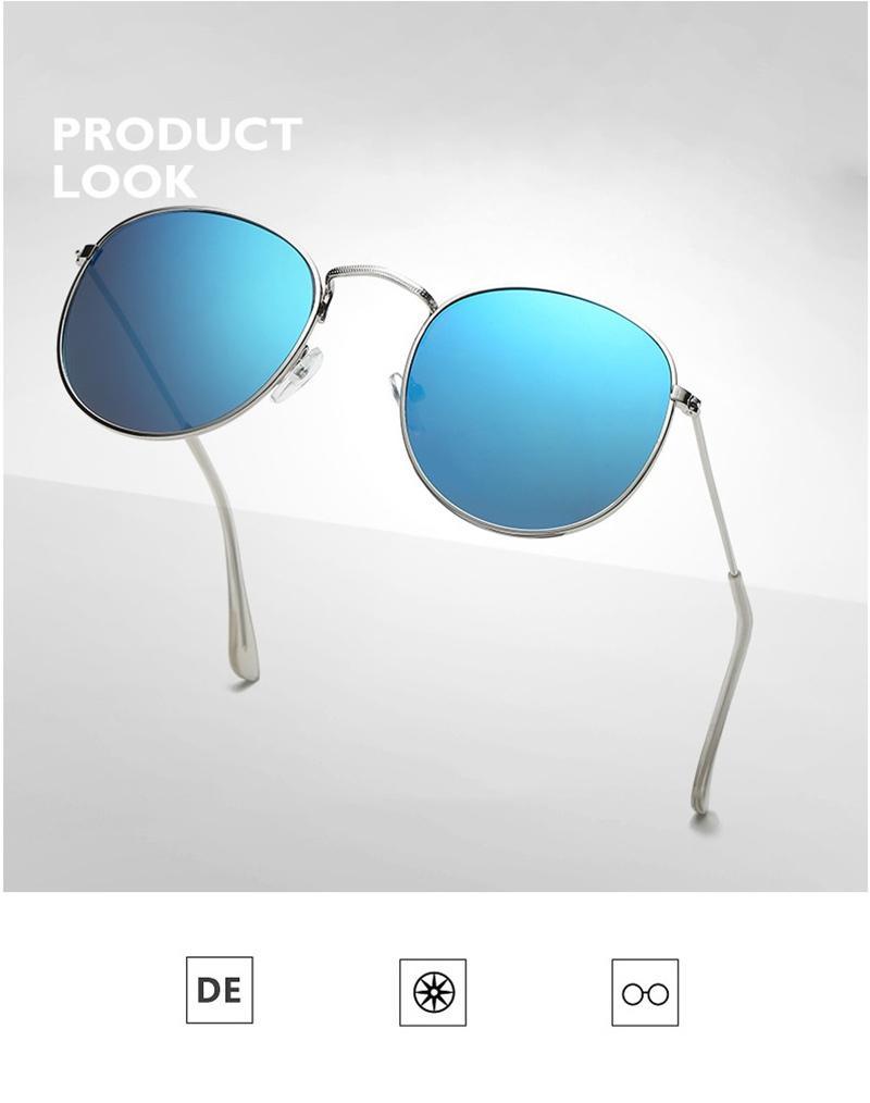 Small Round Polarized Sunglasses Retro Designer Metal Frame UV400