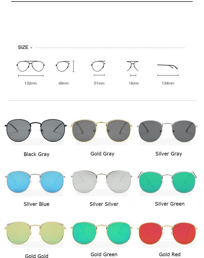 Small Round Polarized Sunglasses Retro Designer Metal Frame UV400