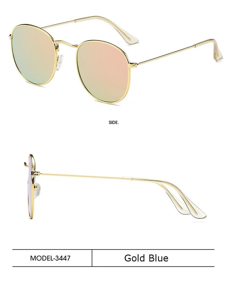 Small Round Polarized Sunglasses Retro Designer Metal Frame UV400