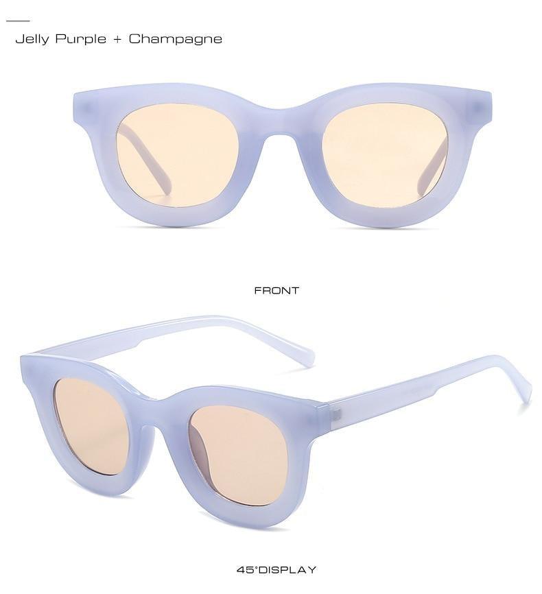 Round Fashion Sunglasses with Blue Light Filtering for Women