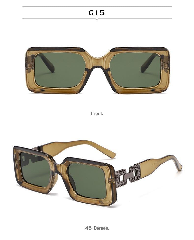 Retro Small Rectangle Sunglasses for Women and Men Hip Hop Style