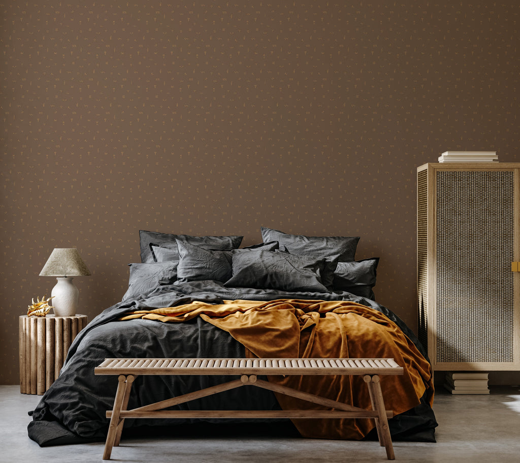 Carver Geometric Wallpaper in Brown and Gold
