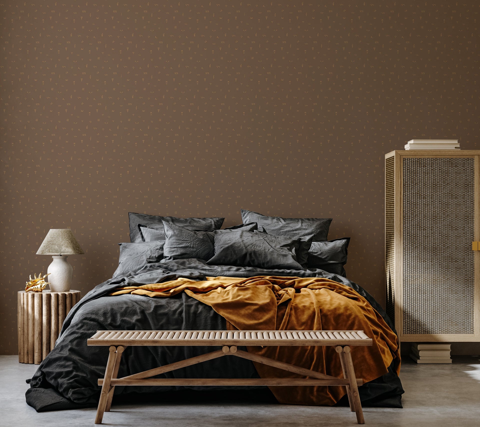 Carver Geometric Wallpaper in Brown and Gold