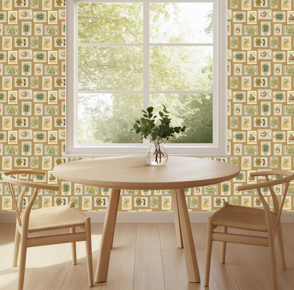 Martha Vintage Floral Wallpaper in Beige, Brown, and Green