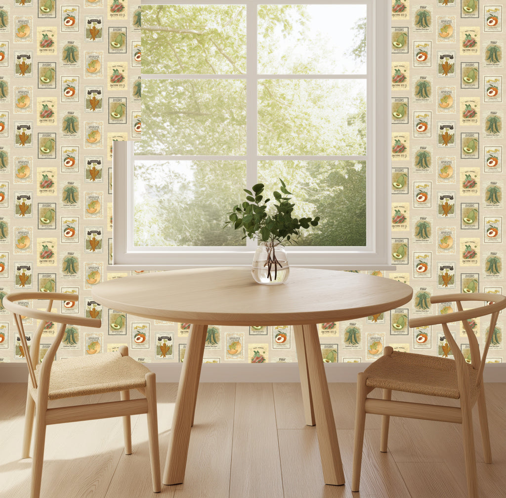 Martha Vintage Floral Wallpaper in Beige, Brown, and Green