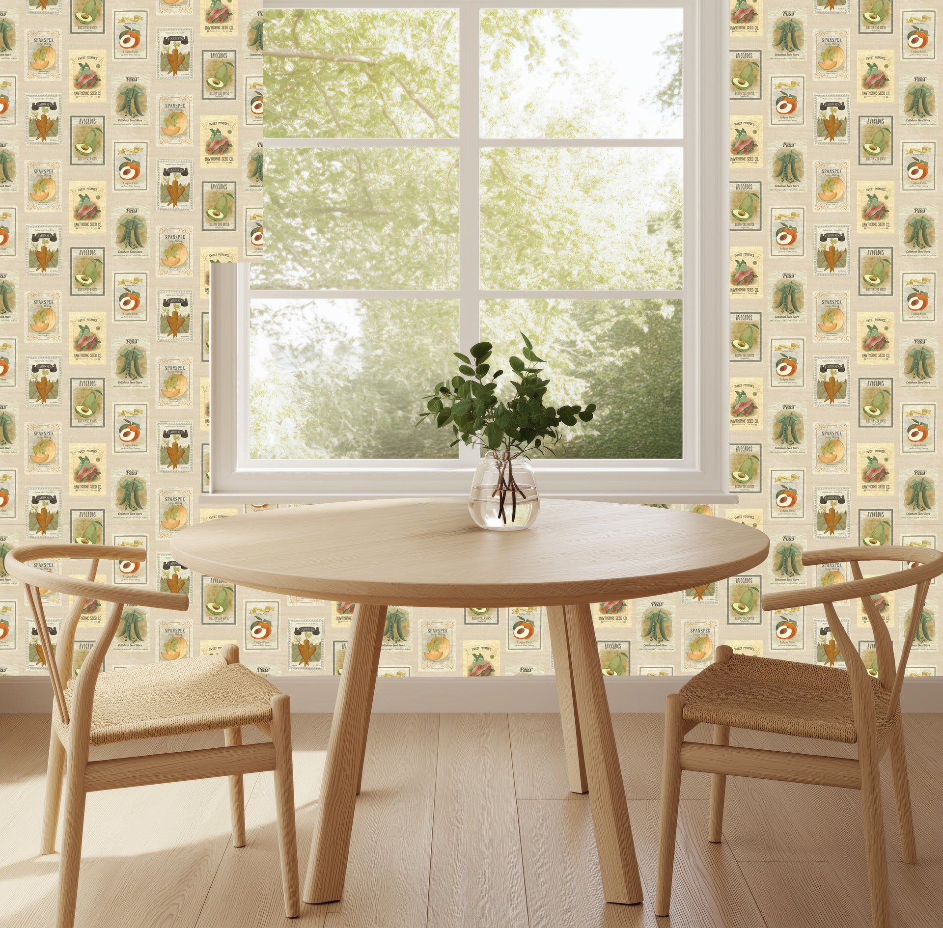 Martha Vintage Floral Wallpaper in Beige, Brown, and Green