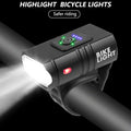 Powerful USB rechargeable LED bicycle headlight mounted on a bike handlebar