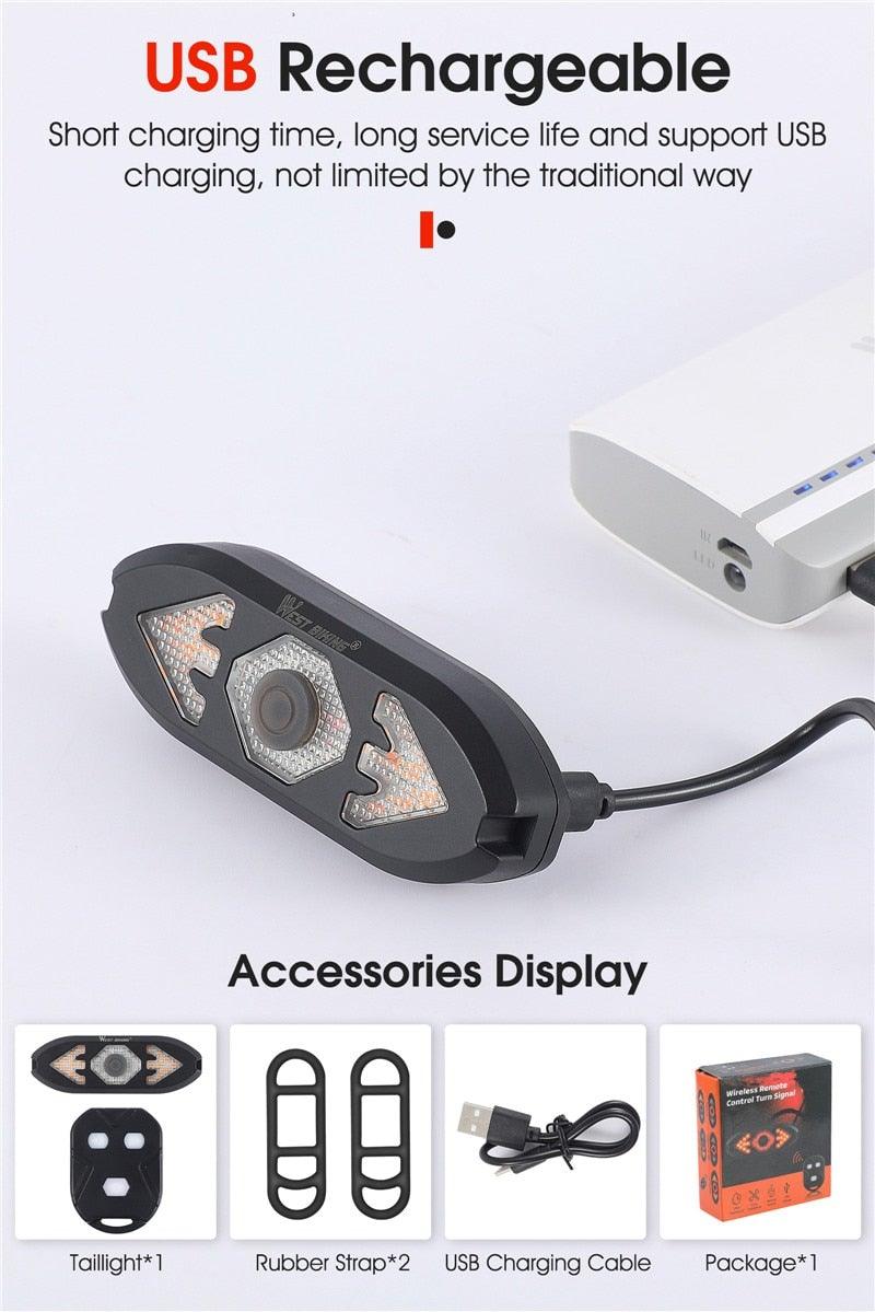 Wireless Remote Control LED Bike Turn Signal Taillight